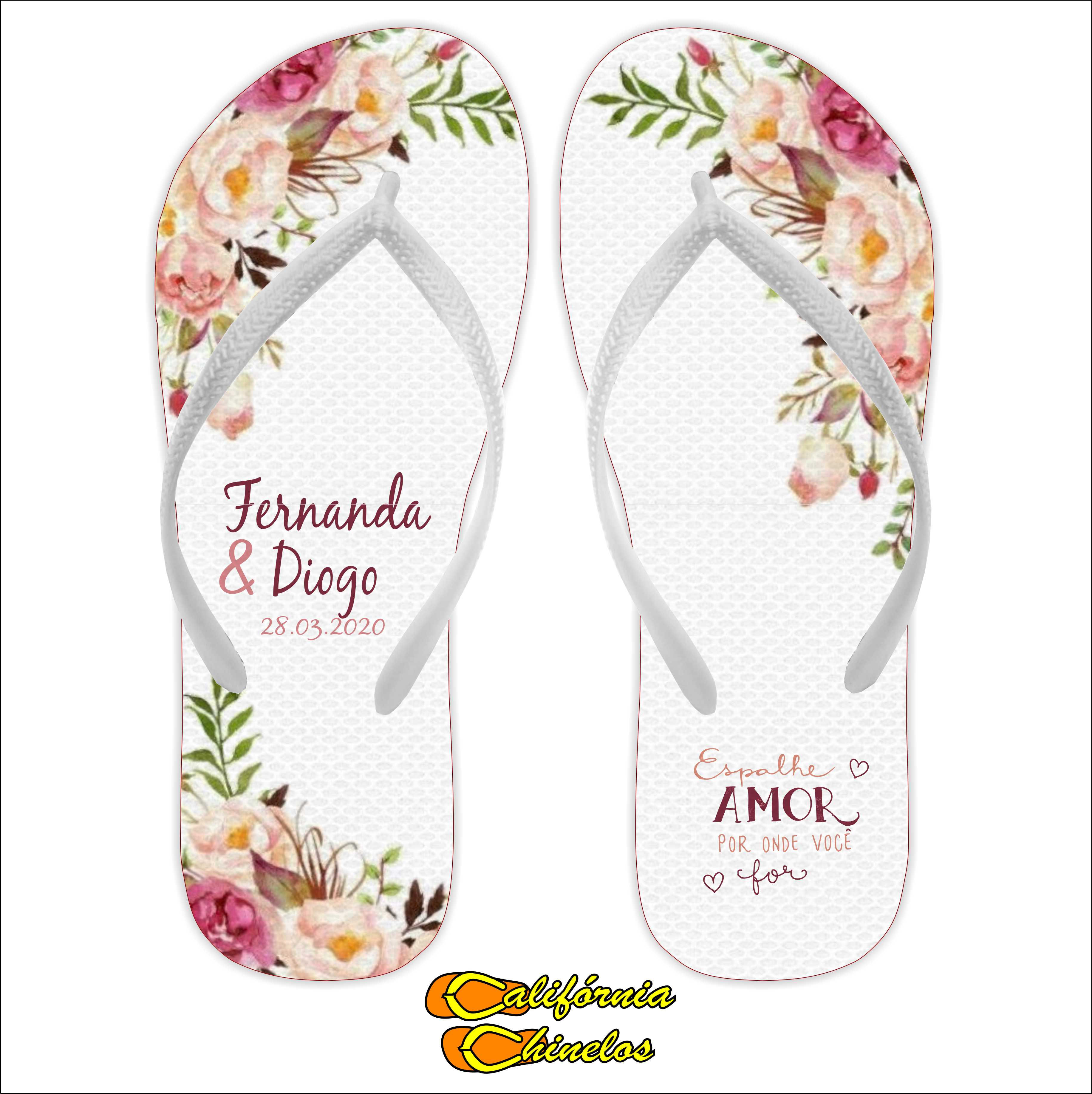 Chinelo Personalizado para Casamento Rosa Espalhe Amor
