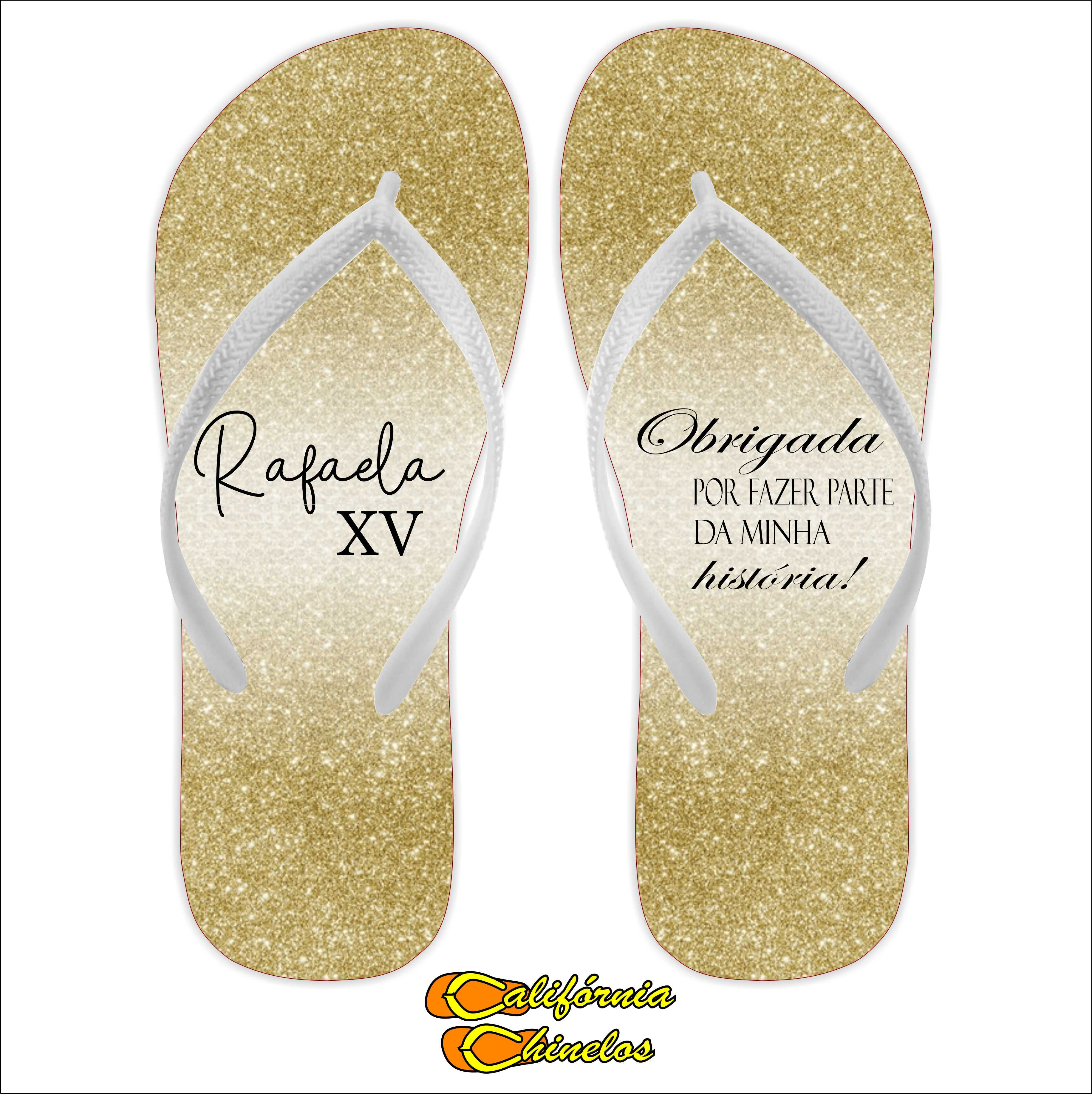 CHINELO PARA DEBUTANTE GLITTER DOURADO