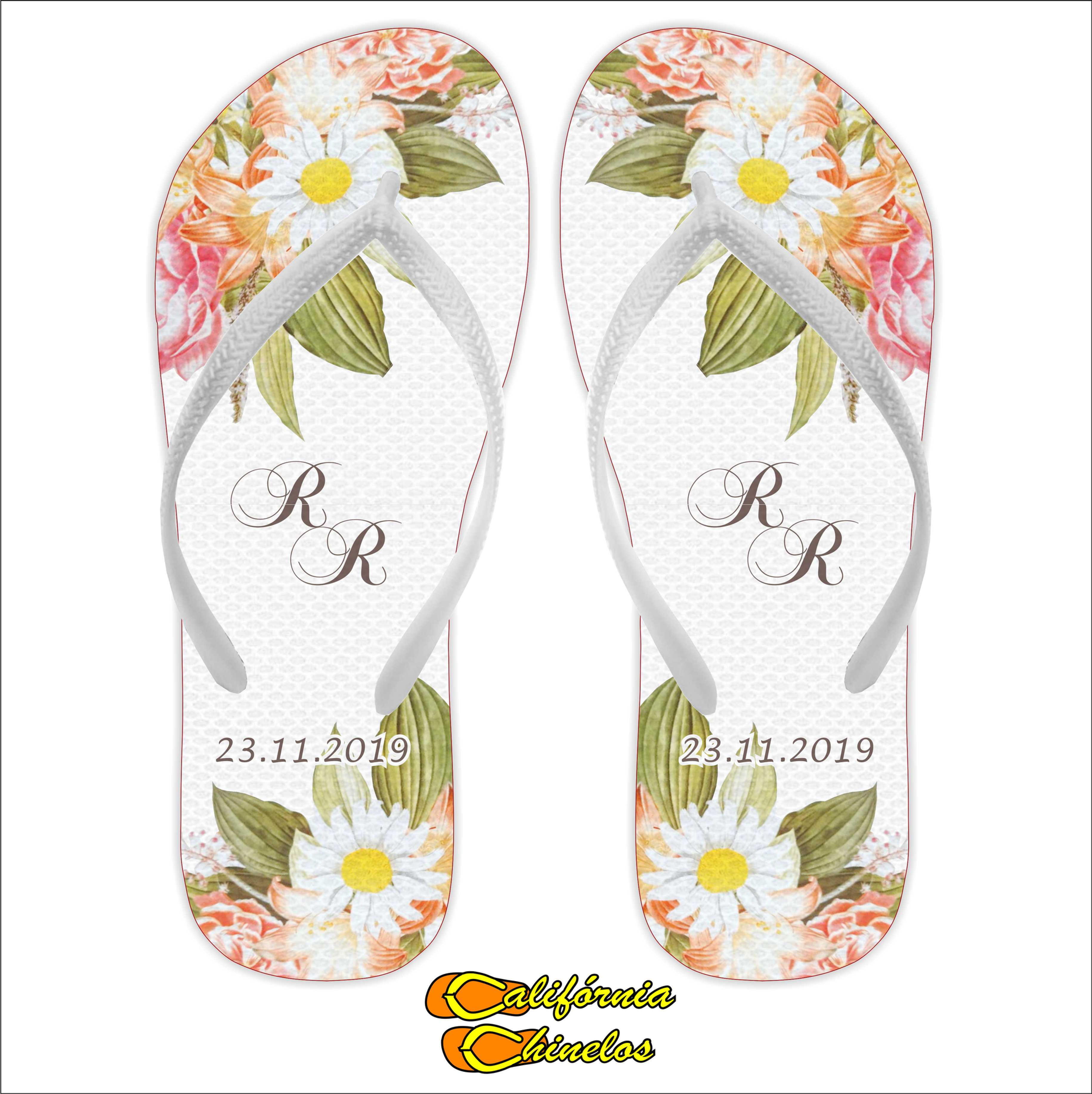Chinelo Personalizado para Casamento Flores