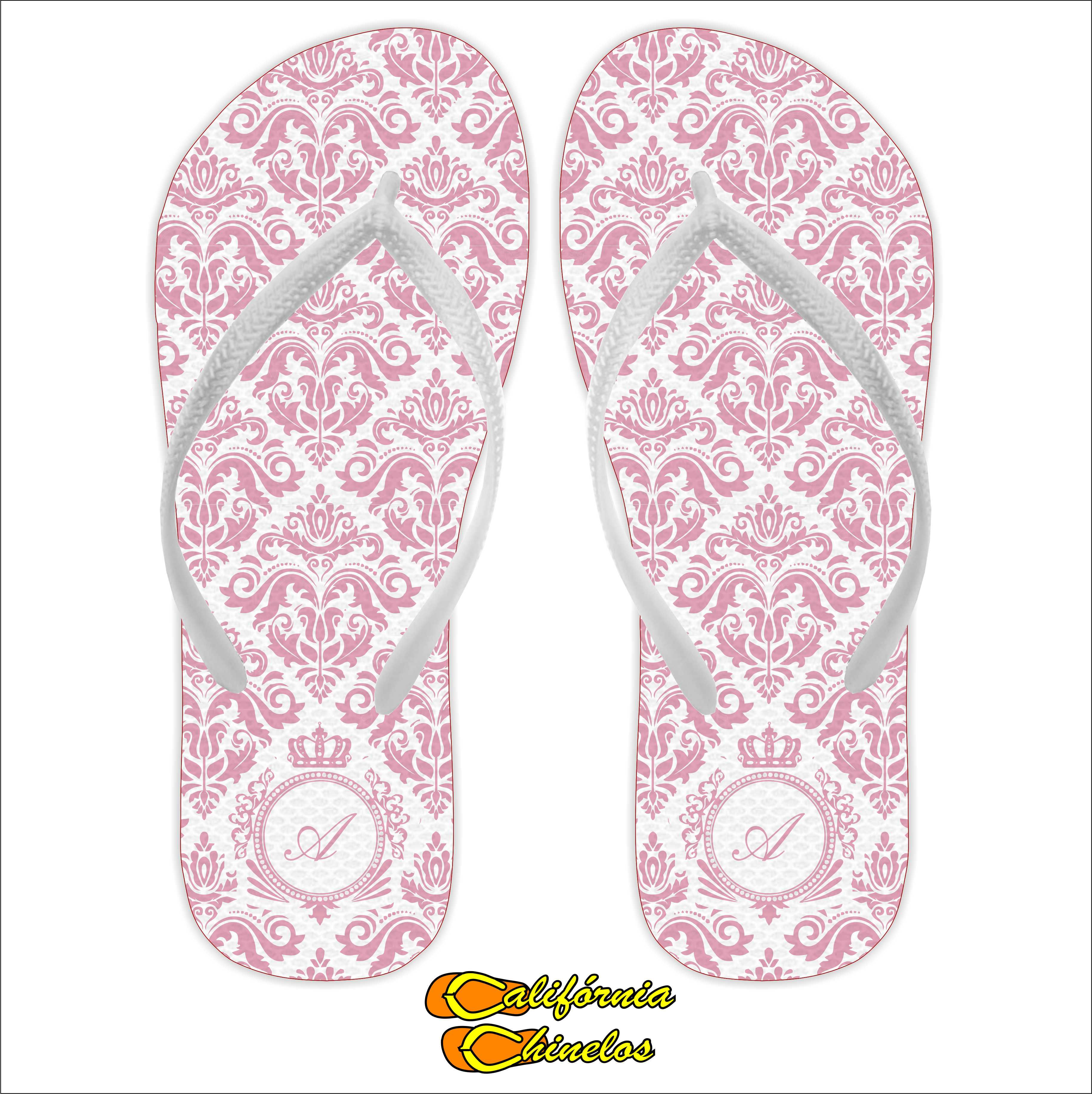 Chinelo Personalizado para Debutante Arabesco Rosa