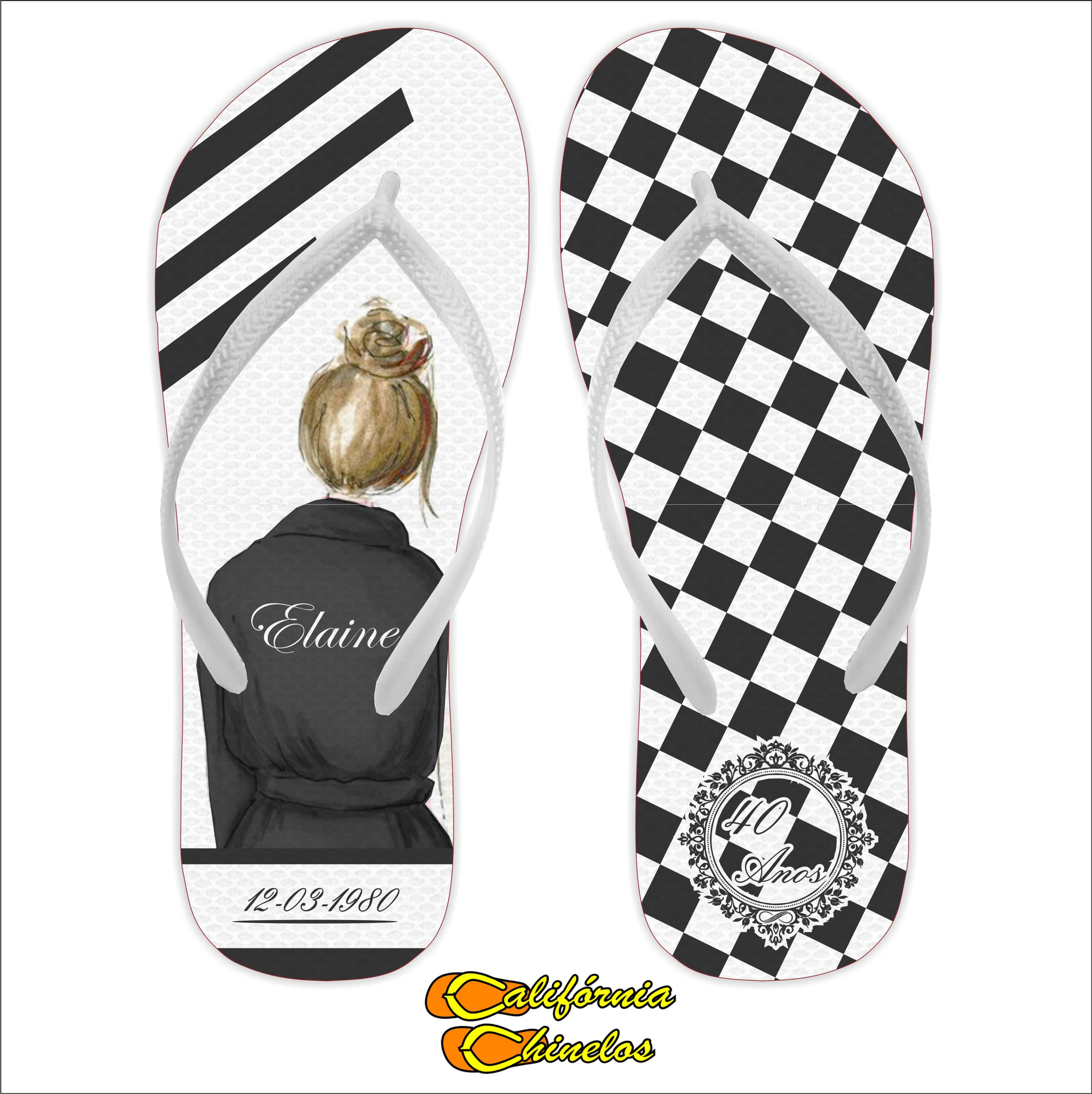 Chinelo Personalizado Aniversario Xadrez