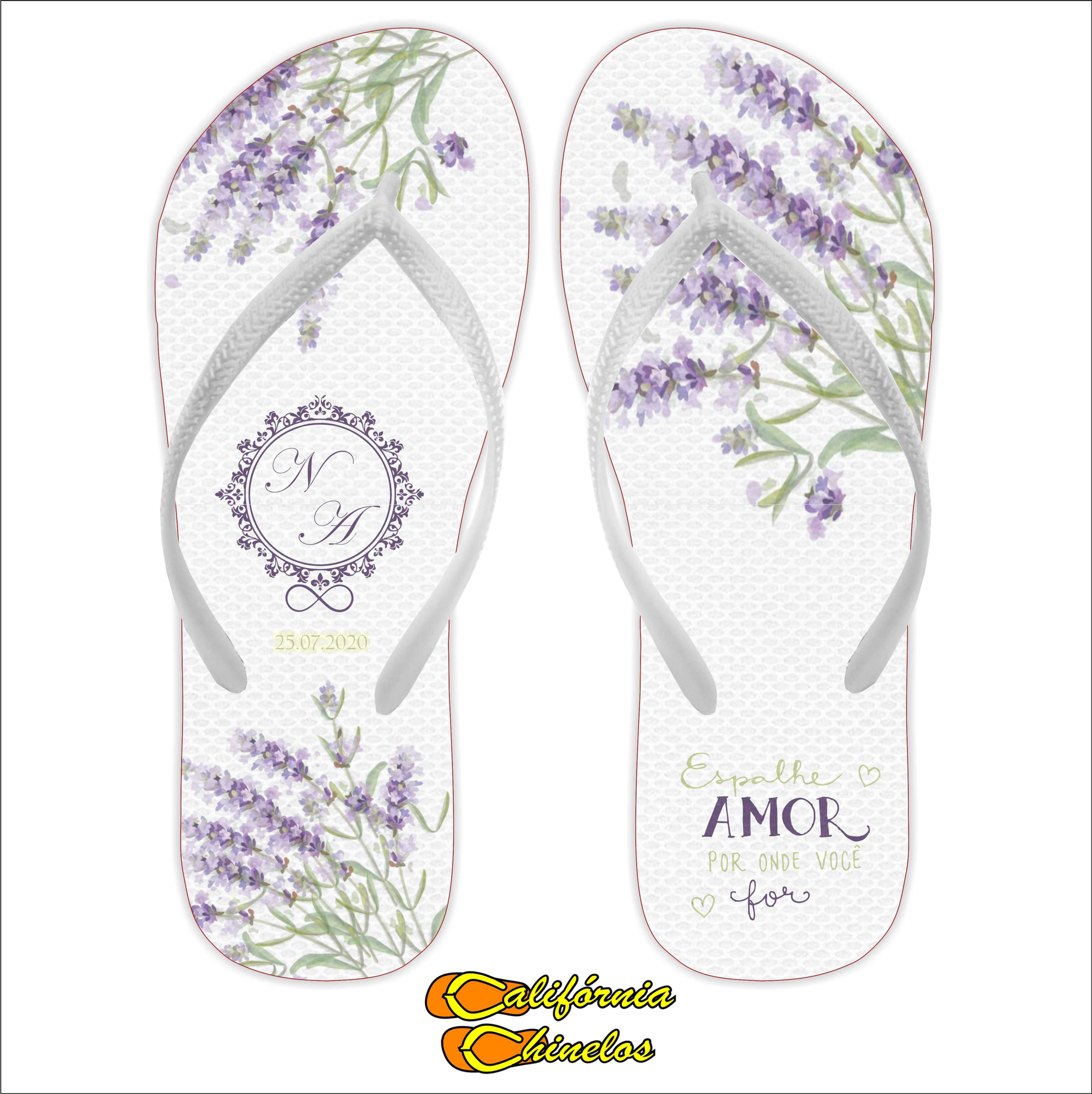Chinelo Personalizado para Casamento Lavanda