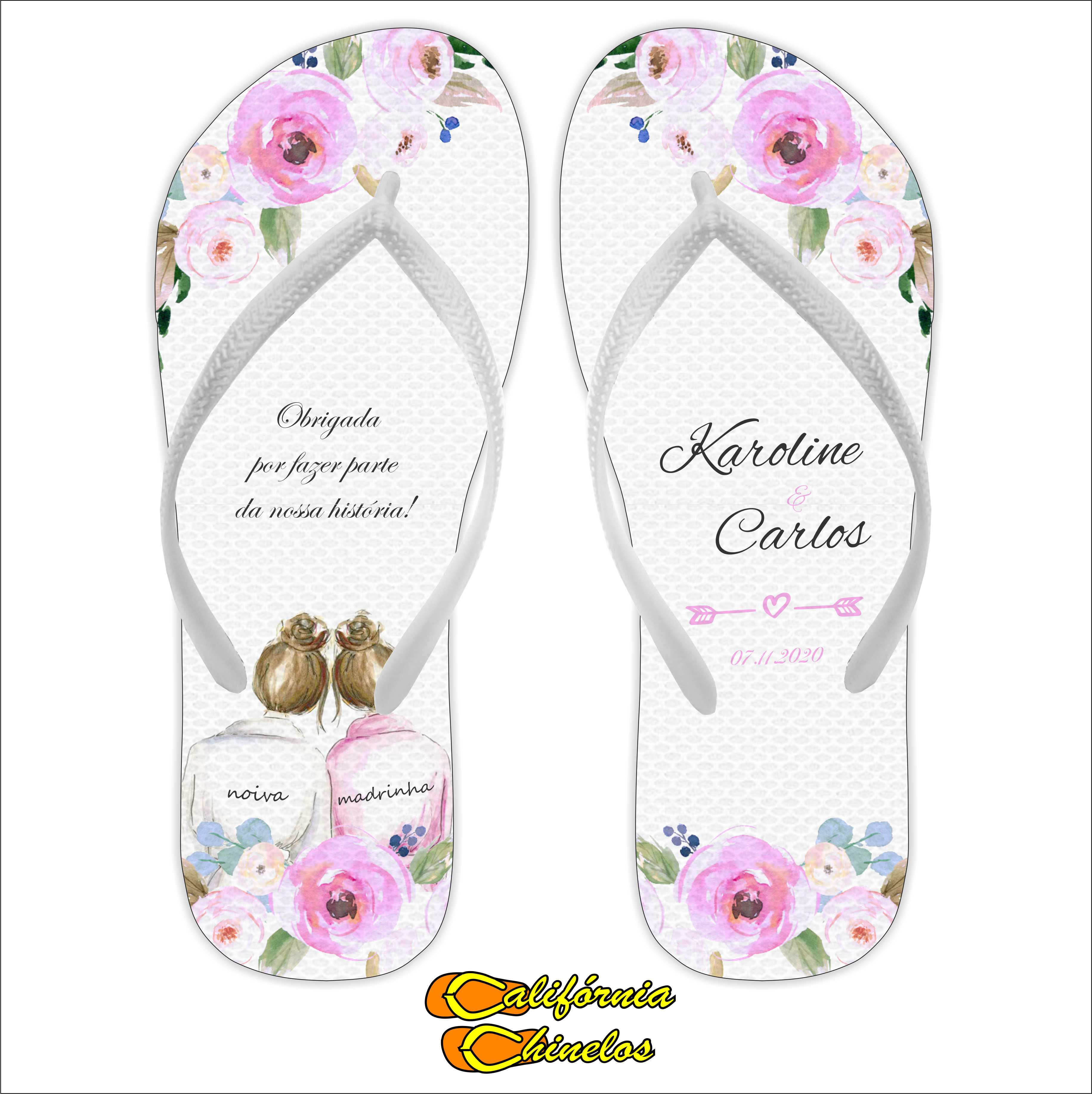 Chinelo Personalizado para Casamento Madrinha