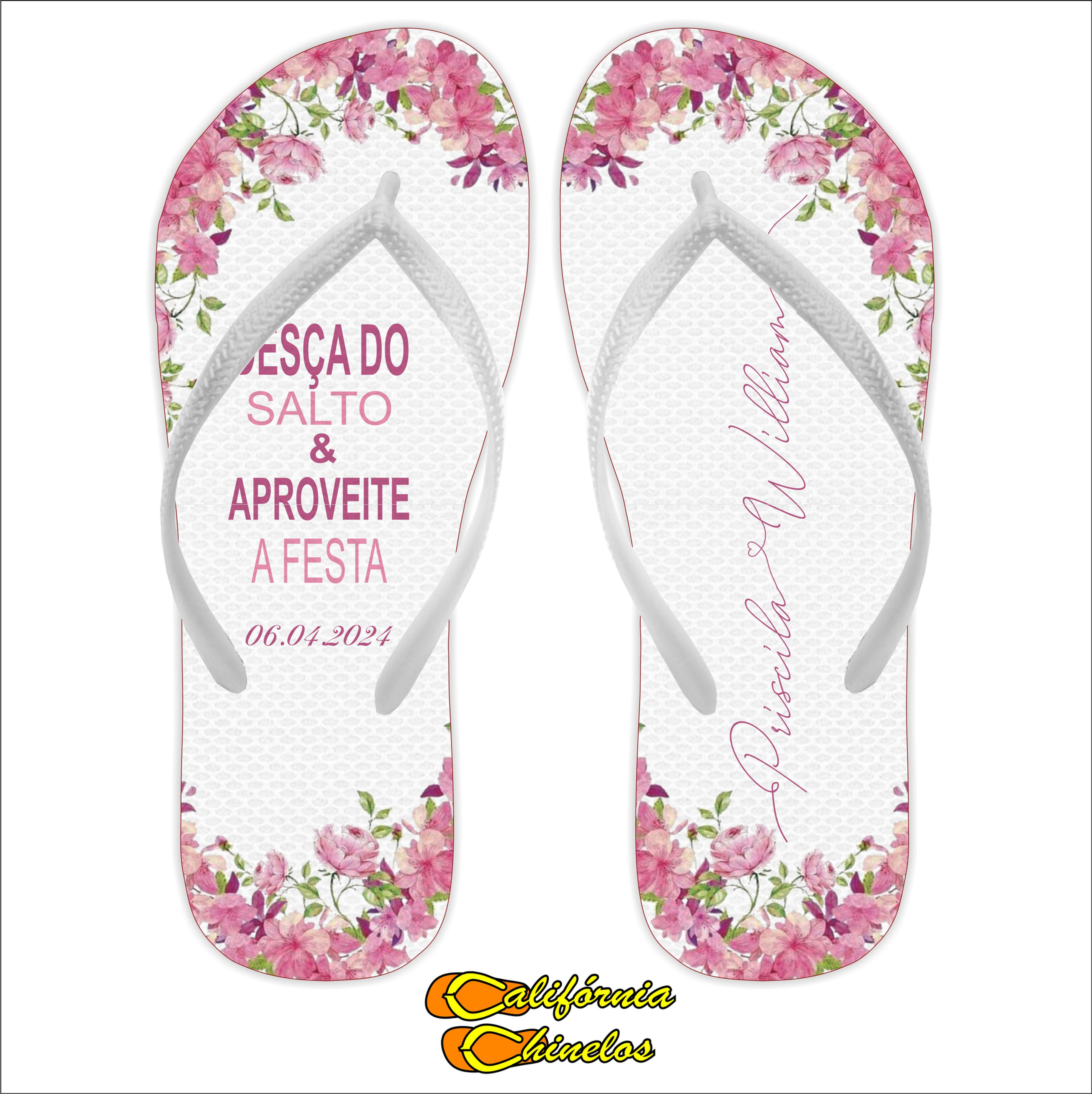 CHINELO PARA CASAMENTO FLORIDO ROSA
