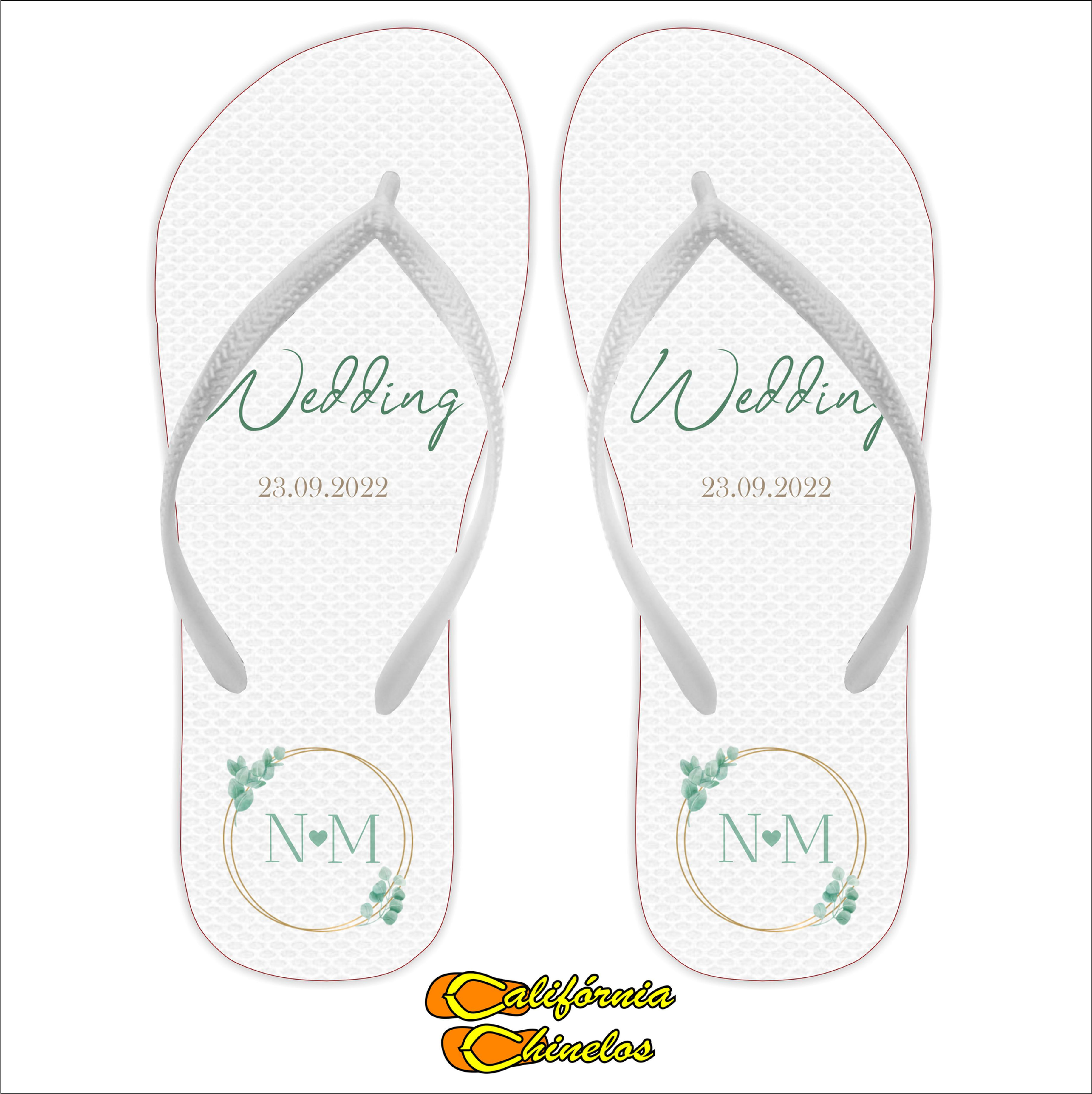 Chinelo Personalizado para Casamento Wedding Clean