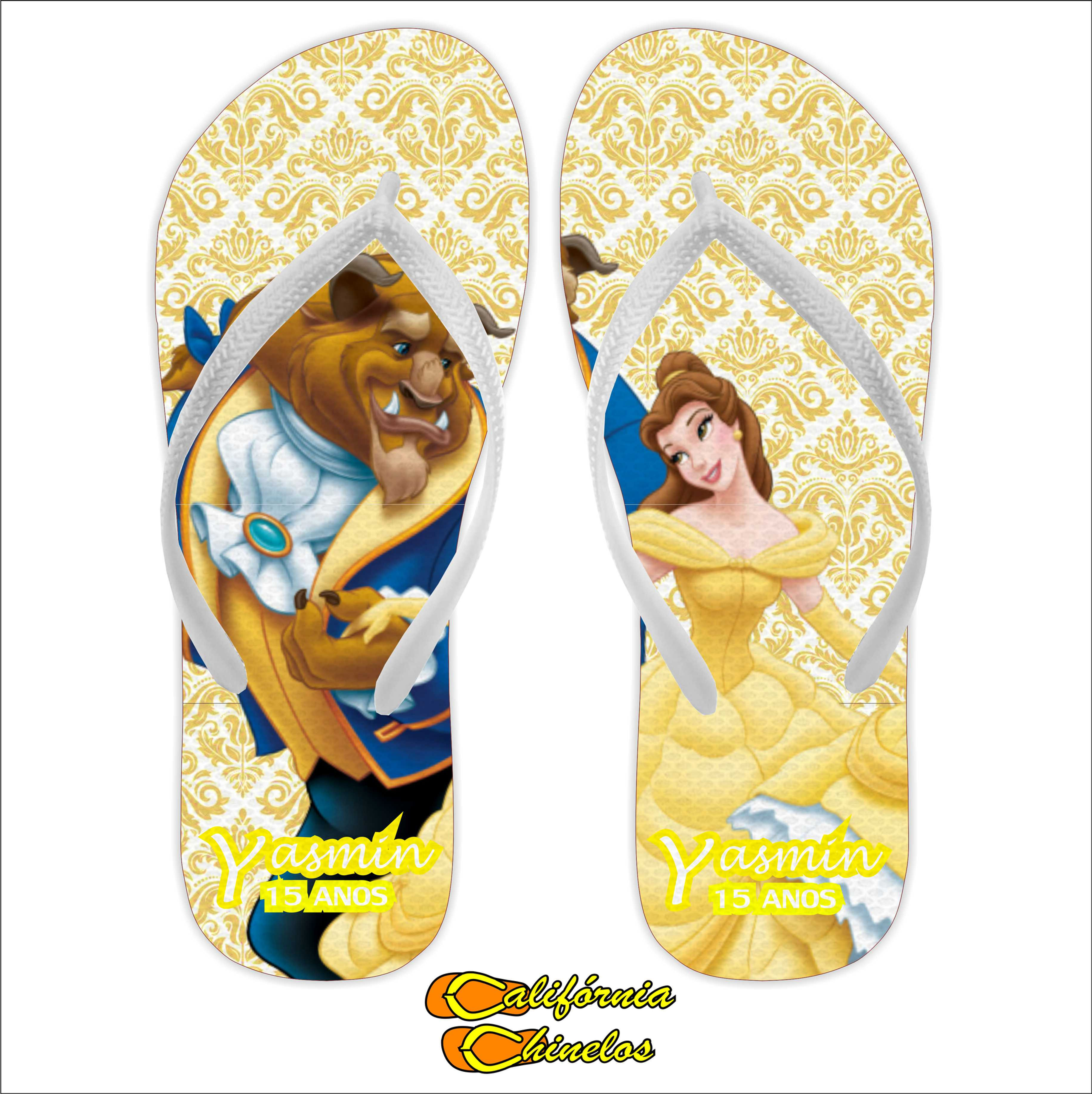 Chinelo Personalizado para Debutante A Bela e a Fera