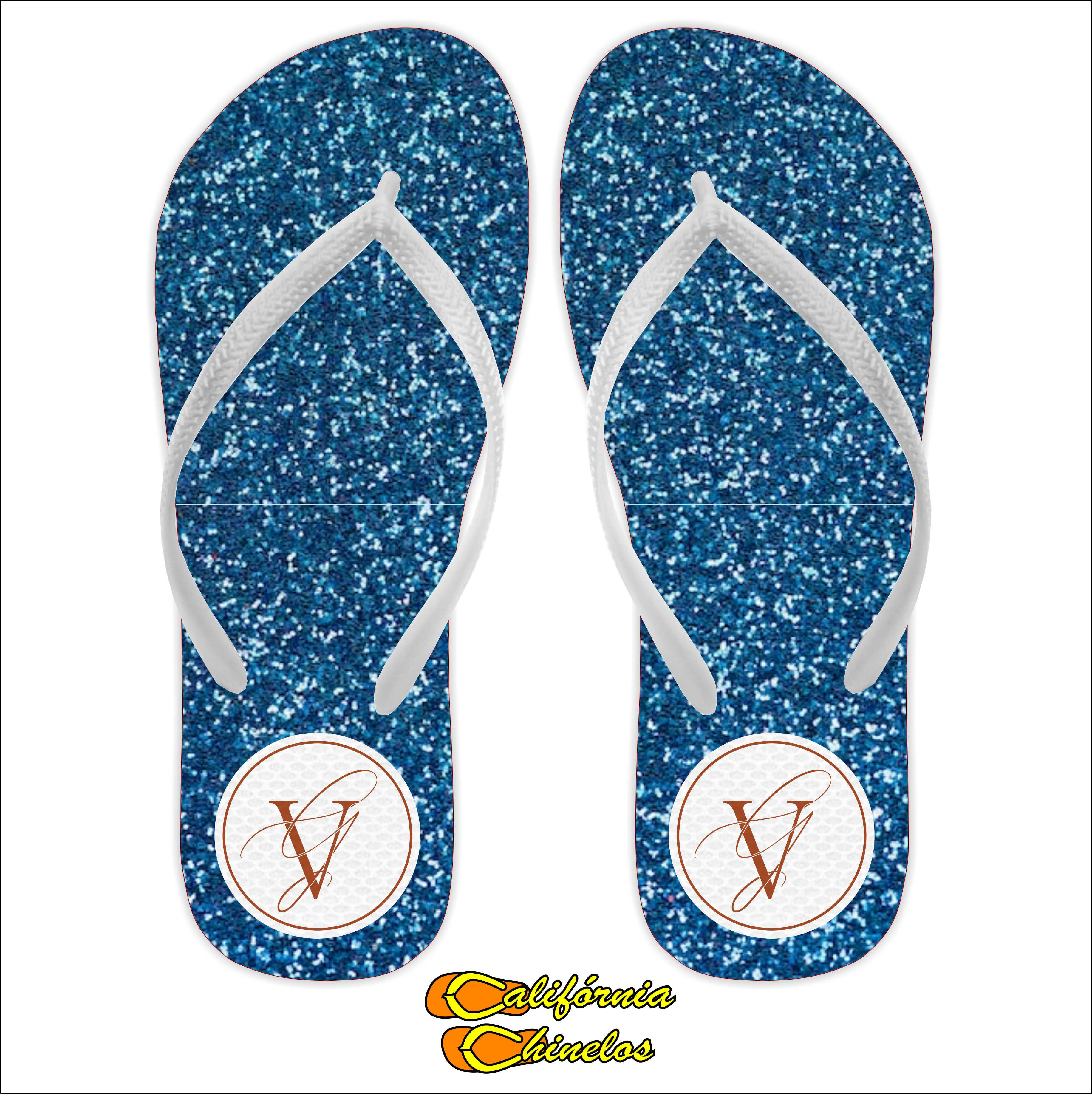 CHINELO PARA CASAMENTO GLITTER AZUL