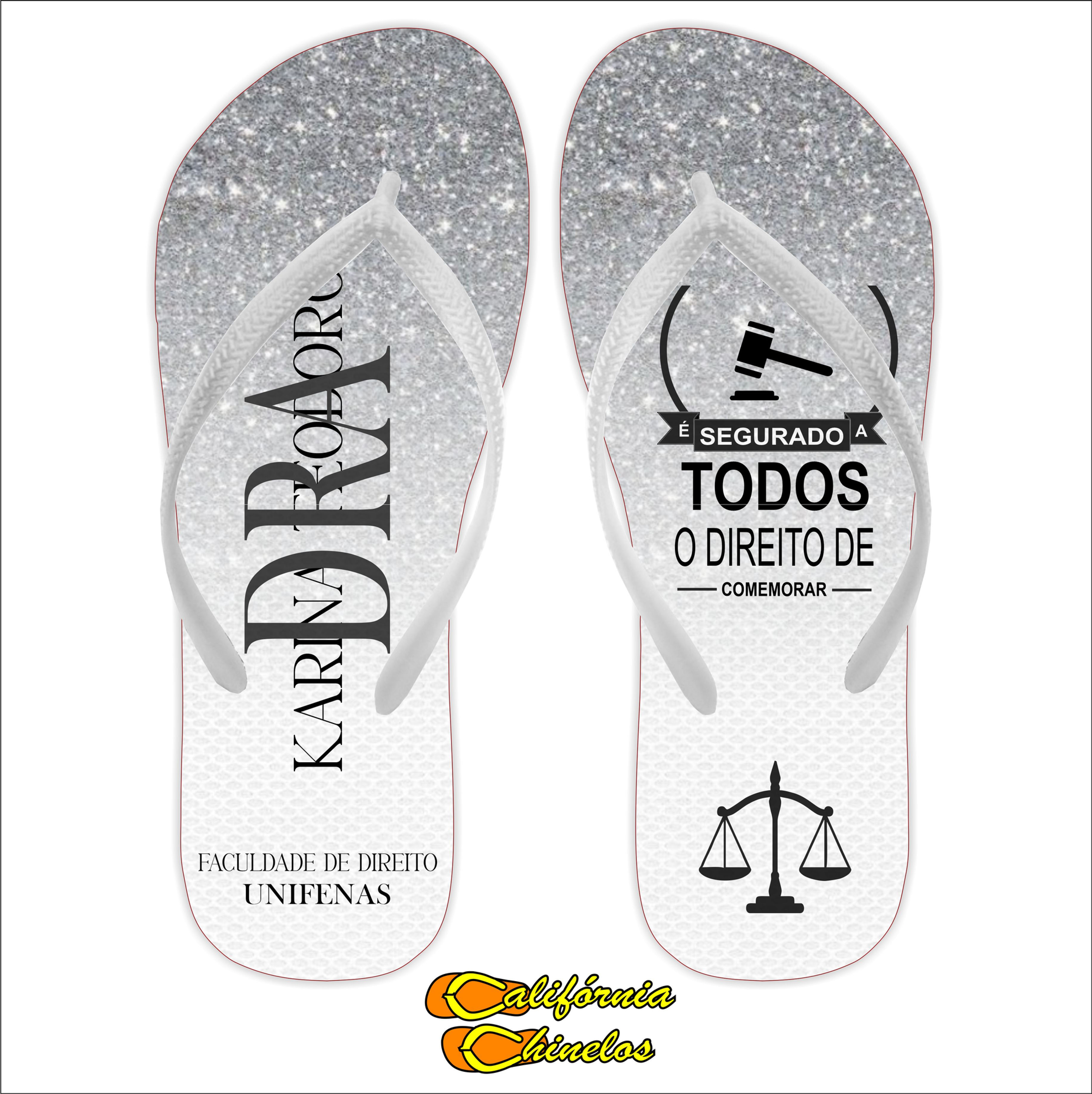 CHINELO PARA FORMATURA DE DIREITO GLITTER PRATA