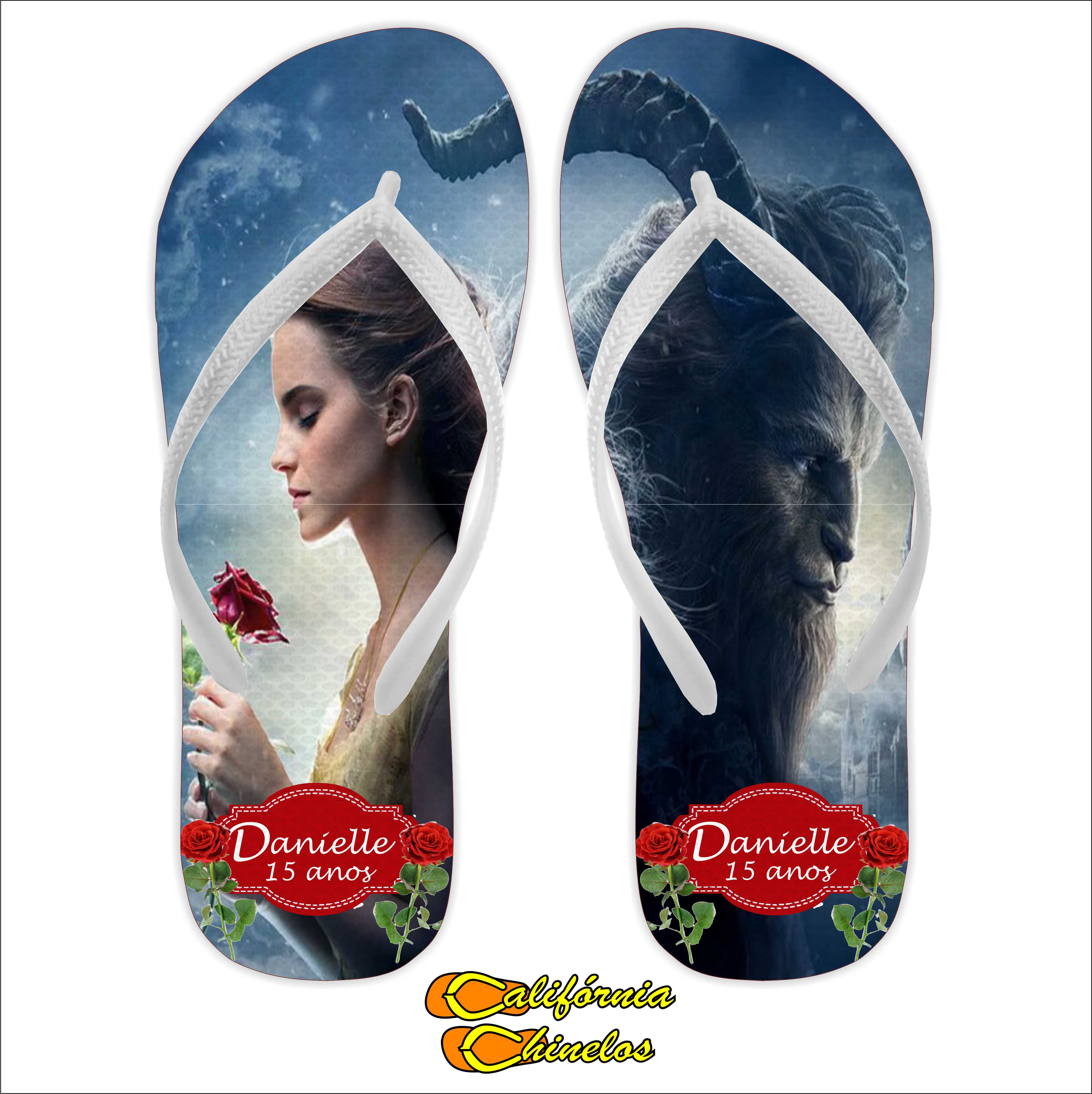Chinelo Personalizado para Debutante A Bela e a Fera