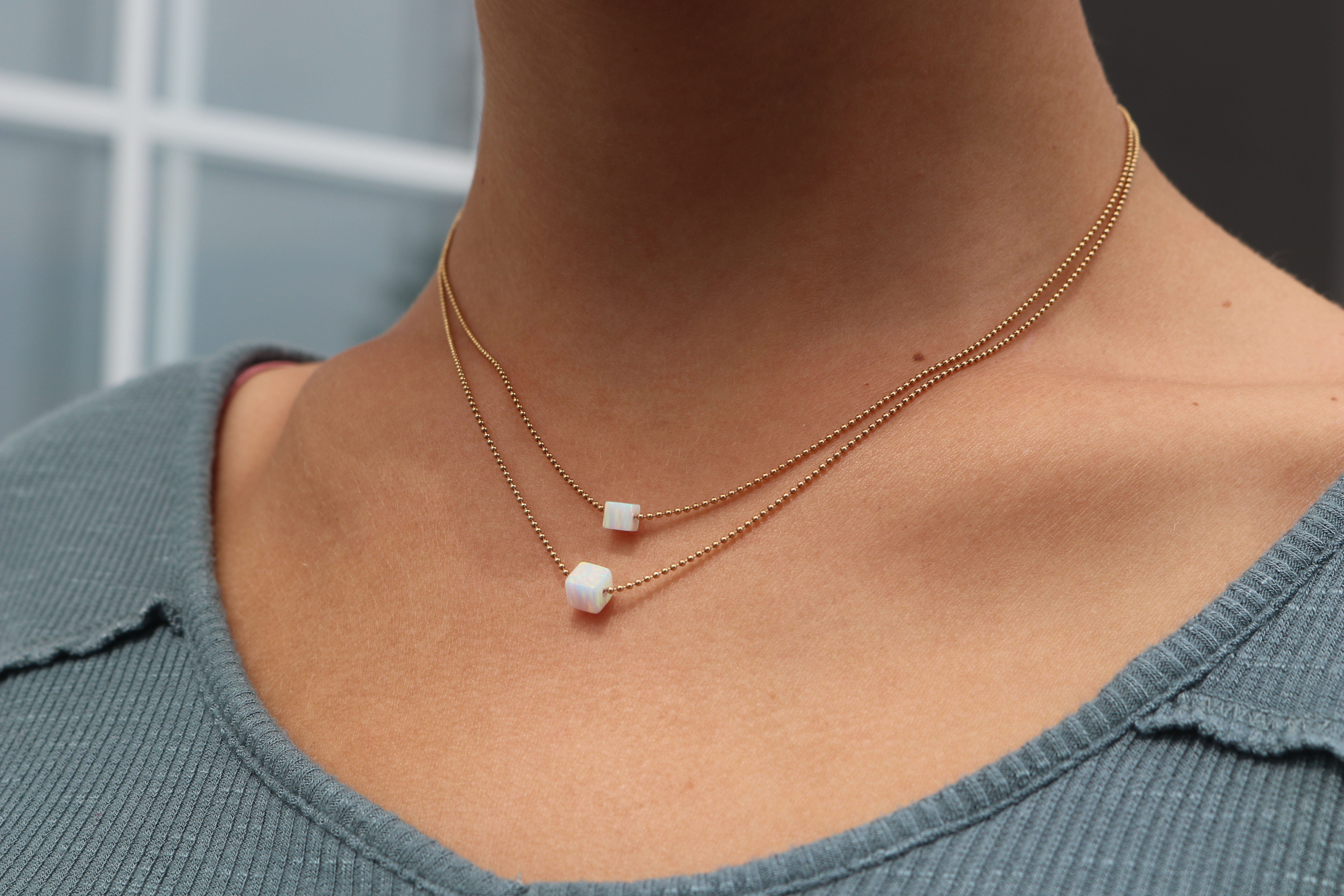 Opal Square Necklace