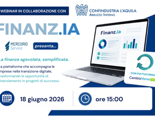 INVITO - Webinar di presentazione della piattaforma intelligente Finanz.IA - Giovedì 18 giugno ore 15.00.