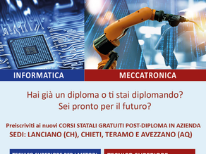 Aperte le iscrizioni ai corsi dell’ITS Academy Meccanica 2023 - Sede Avezzano