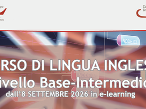 Corso gratuito di LINGUA INGLESE LIVELLO BASE-INTERMEDIO: iscrizioni entro il 7 settembre.