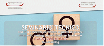 Seminari tecnici on line gratuiti: UNI PDR125:2022 - Certificare la parità di genere” e “Direttiva NIS2” Giovedì 5 marzo e Lunedì 9 marzo 2026 ore 14.30.