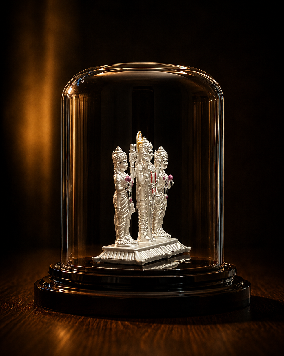 Thumbnail: The Vel – 999 Pure Silver Murugan with Valli & Devasena