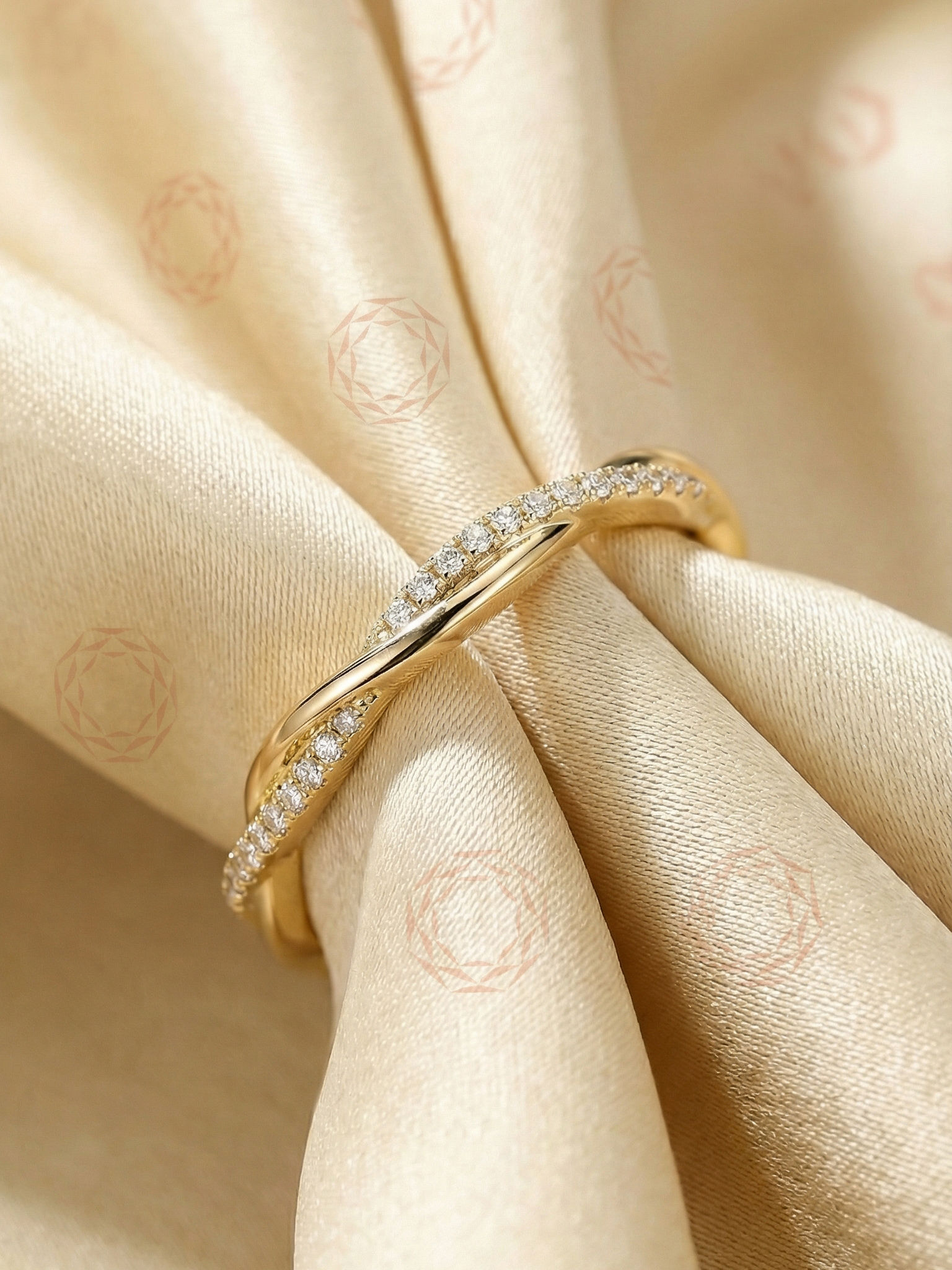 Twisted Moissanite Infinity Braided Band Solid Rose Gold Dainty Stacking Ring
