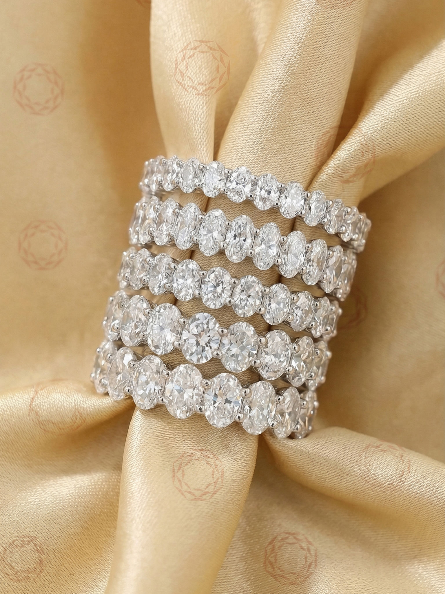 Oval Moissanite Full Eternity Band Stackable Wedding Ring Sterling Silver