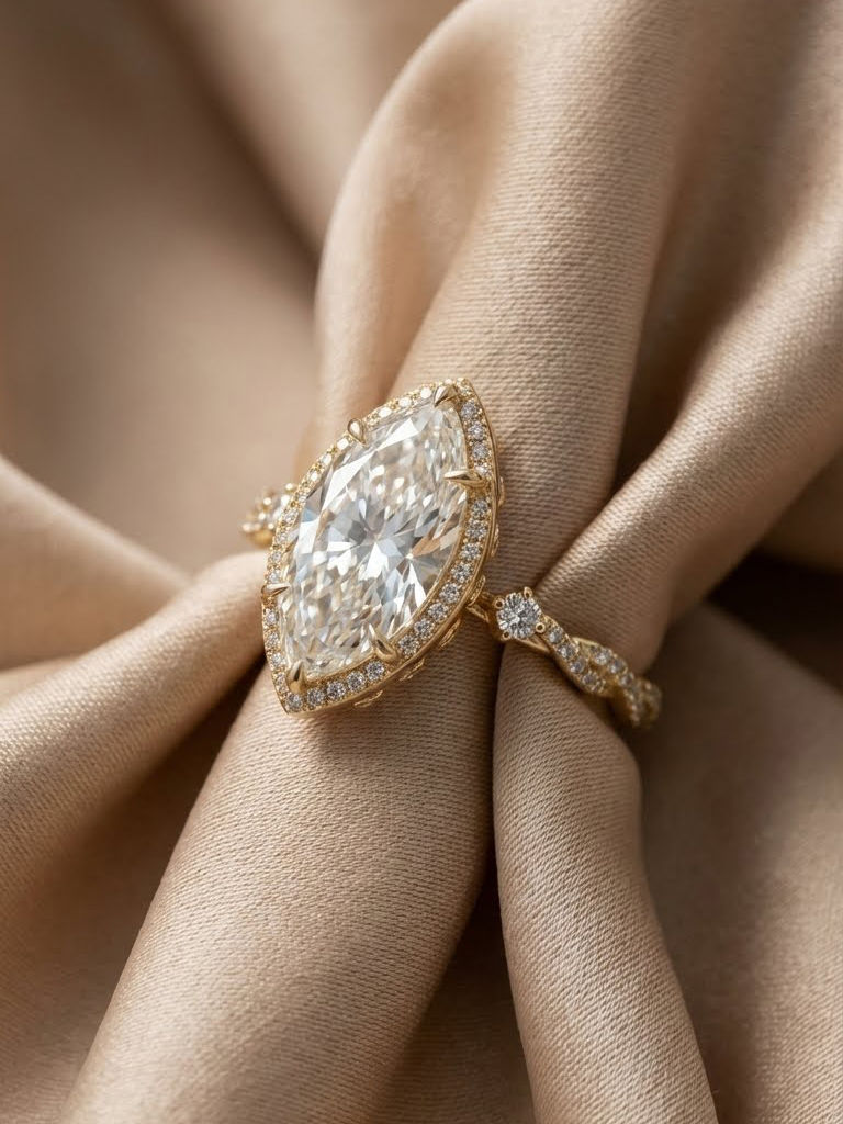 4CT Marquise Moissanite Halo Eternity Ring Set Wedding Ring Engagement Ring