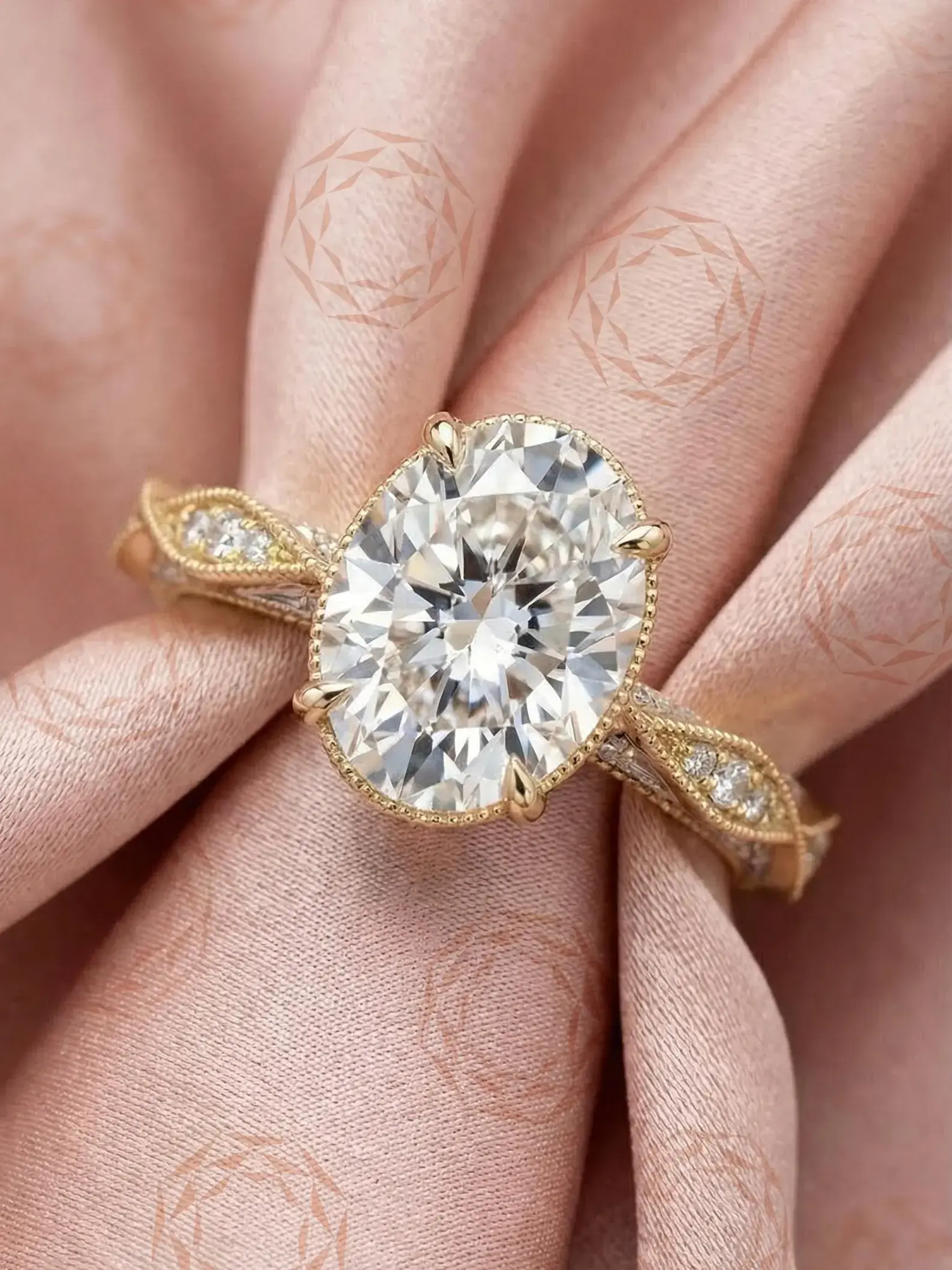 Art Deco Antique Vintage Diamond Ring 1.5 CT Oval Cut Moissanite Engagement Ring