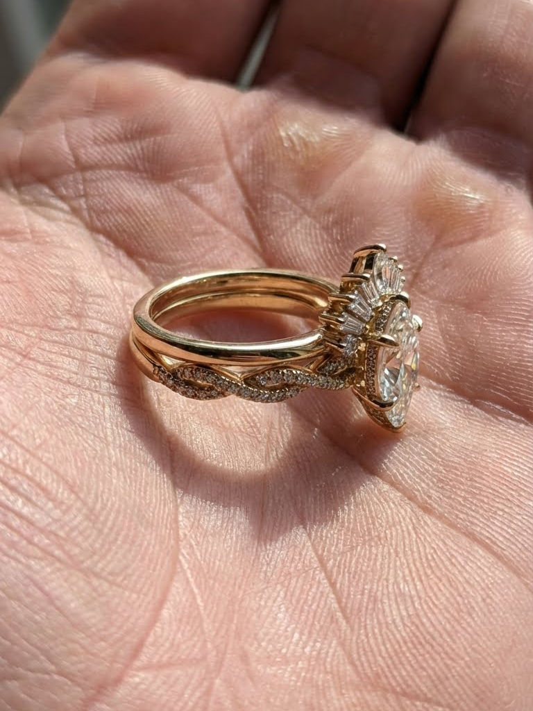 3.5 CT Marquise Cut Diamond Engagement Ring Art Deco Sunburst Halo Bridal Set