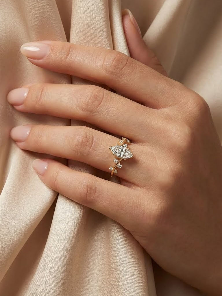 1.5CT Marquise Cut Moissanite Delicate Bridal Wedding Anniversary Ring