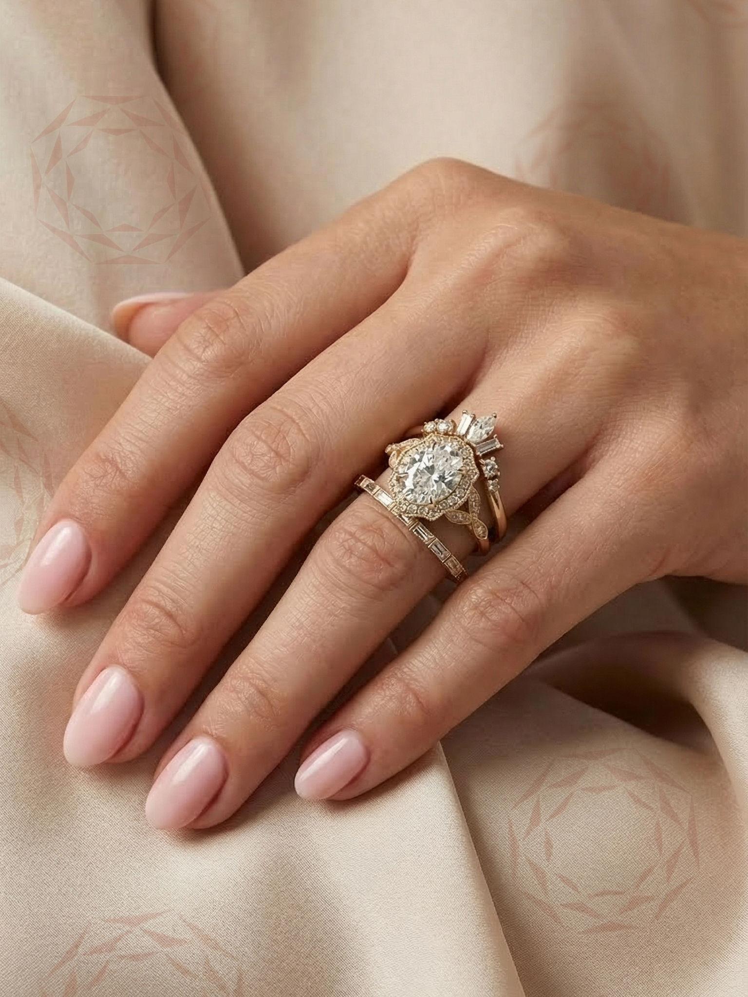 Unique Oval Bridal Set 2.5 CT Moissanite Engagement Ring