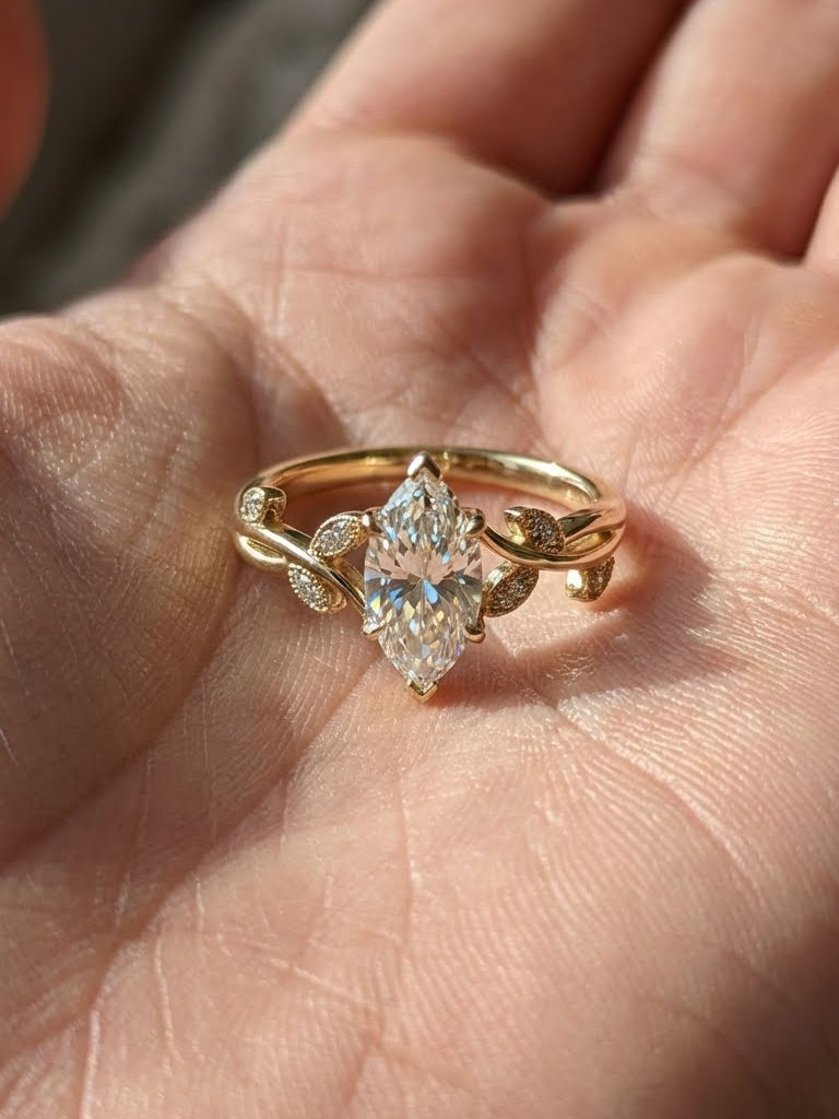 1.5 CT Marquise Cut Moissanite Engagement Gift Ring Bridal Wedding Ring