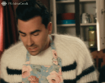 Dan Levy, from Schitt's Creek, saying "If you say fold in one more time"