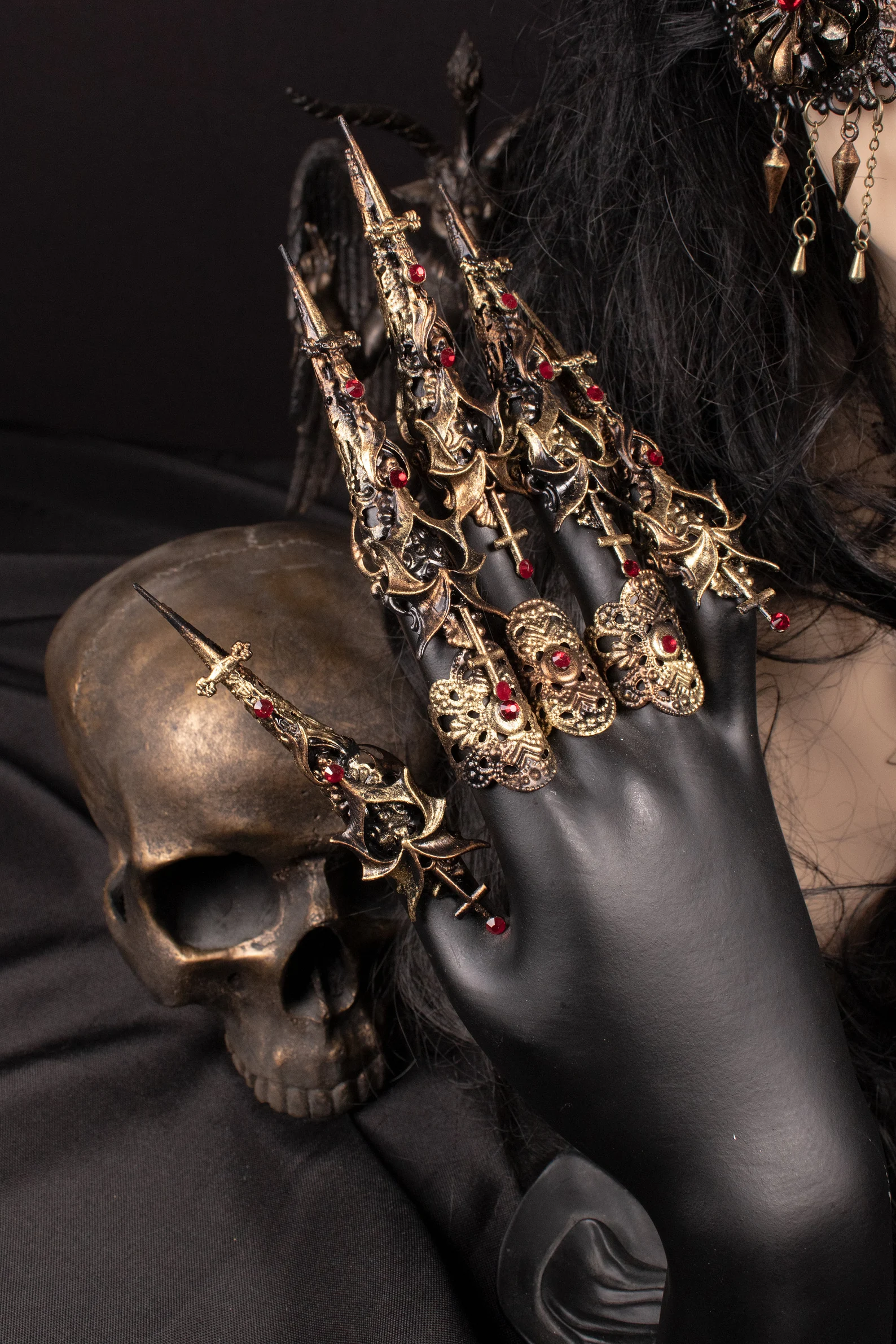 CUSTOM ORDER gothic fantasy cosplay vampire bat metal finger