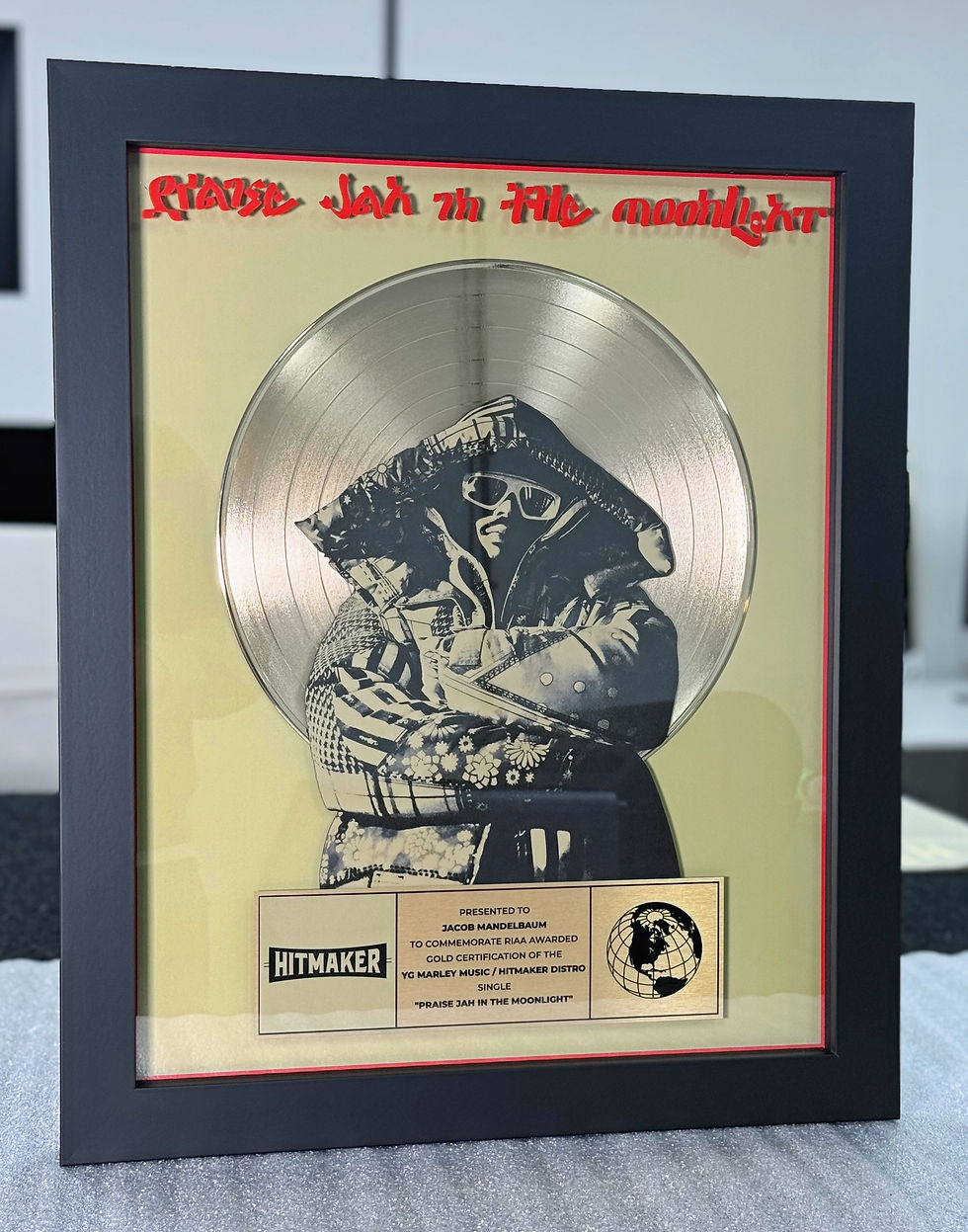 YG Marley “Praise Jah in the Moonlight” Gold Record Plaque