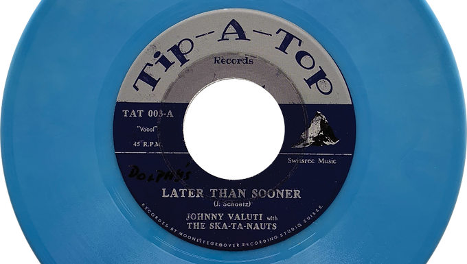 JOHNNY VALUTI WITH THE SKATANAUTS "LATER THAN SOONER" 45 Blue Vinyl