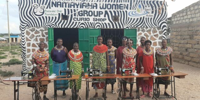 Kenyan women with sewing machines