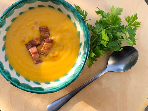 Crema de verduras con panceta