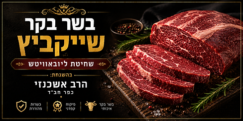 בשר בקר שייקביץ – שחיטת ליובאוויטש, כשרות הרב אשכנזי כפר חב"ד, מגוון נתחי בקר איכותיים