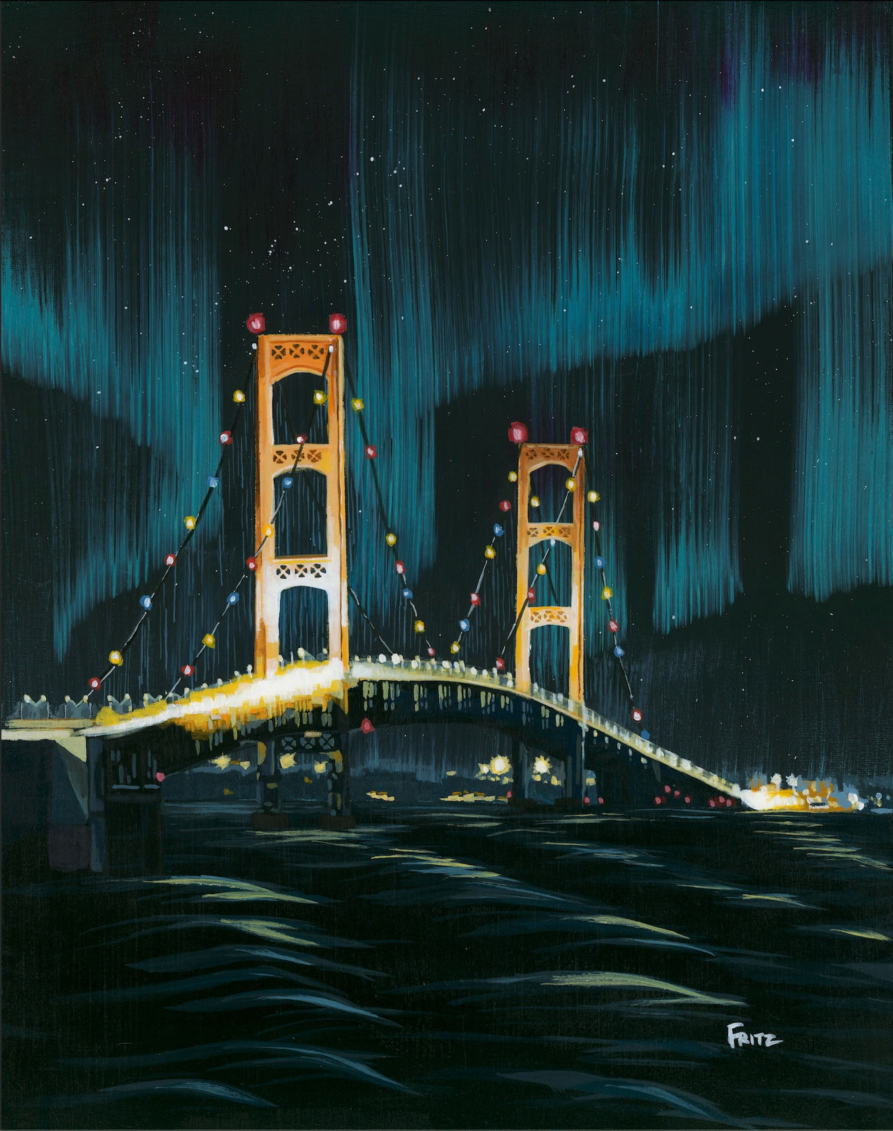 Northern Lights Over the Mackinac Bridge/Mackinac Bridge, Brian Fritz