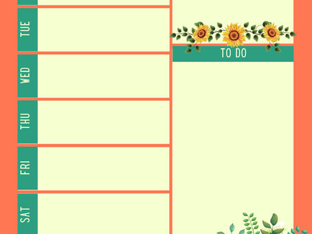 Sunflowers & Blooms Printable Weekly Schedule Page