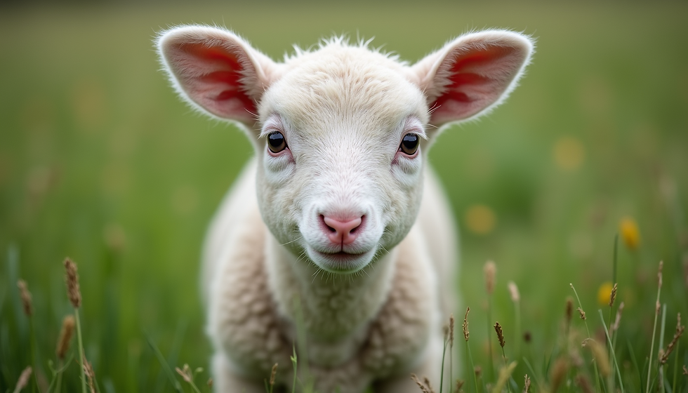 Welcoming Wabbit Our Adorable Black / Blue Faced Leicester Lamb with the Biggest Ears and even bigger personality