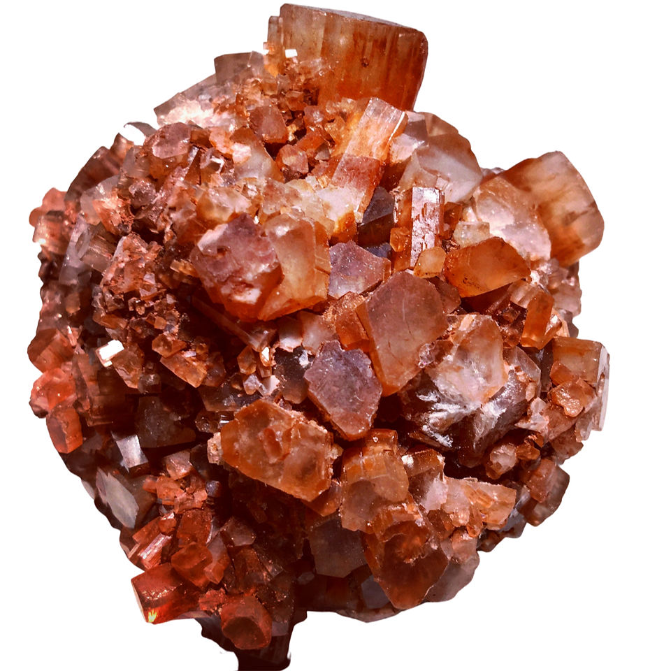 A peachy-brown aragonite spudnik cluster