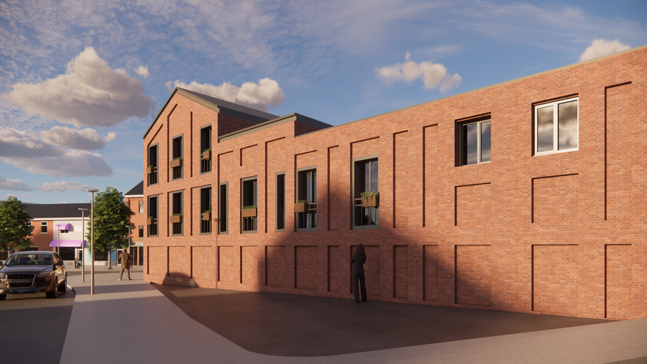 Rear brick elevation of the proposed apartments, Chorley – PLANEST