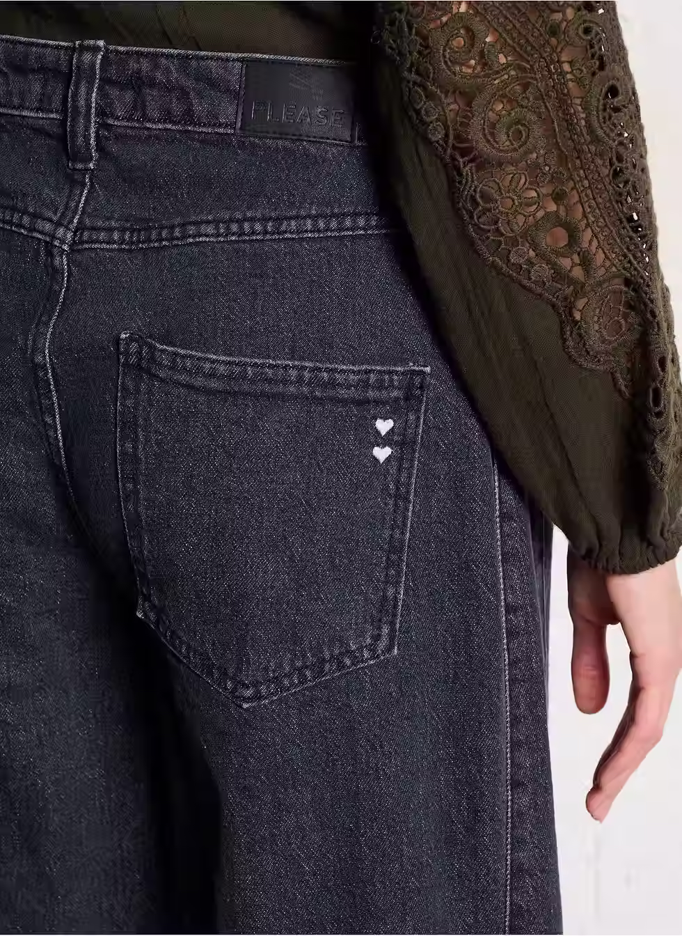 Miniature : JEAN wide gris franges