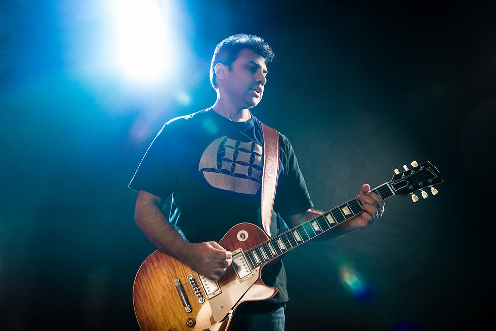 Black T-shirt, Electric Guitar