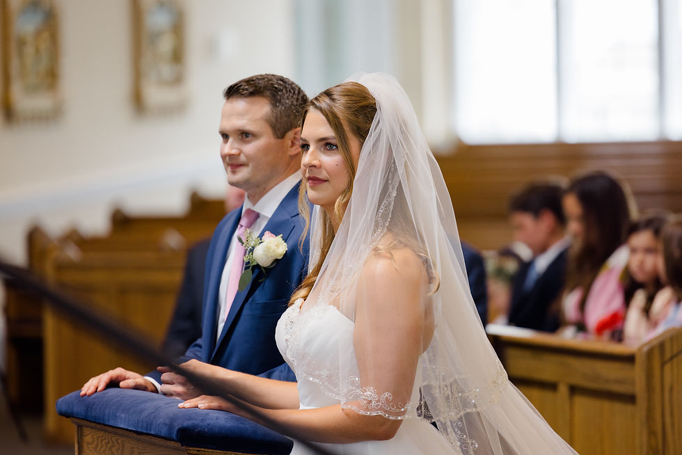 Bride and groom during church ceremony