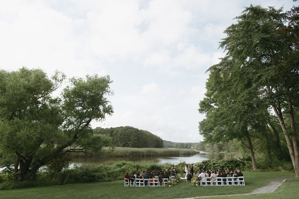 outdoor wedding ceremony site overlooking water