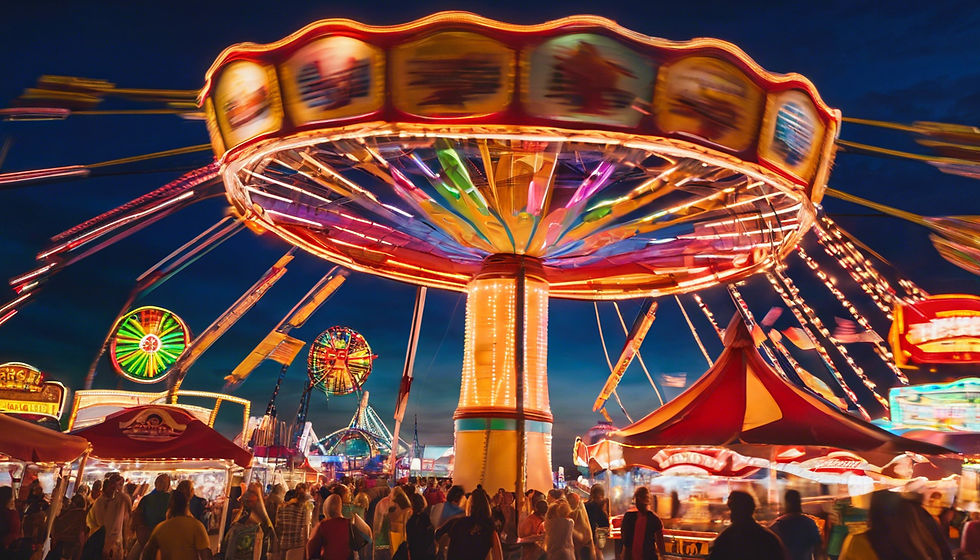 bright lights and rides at the fair