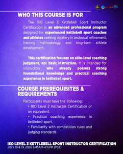 IKO LEVEL 3 Kettlebell Sport Instructor Certification Course POSTER