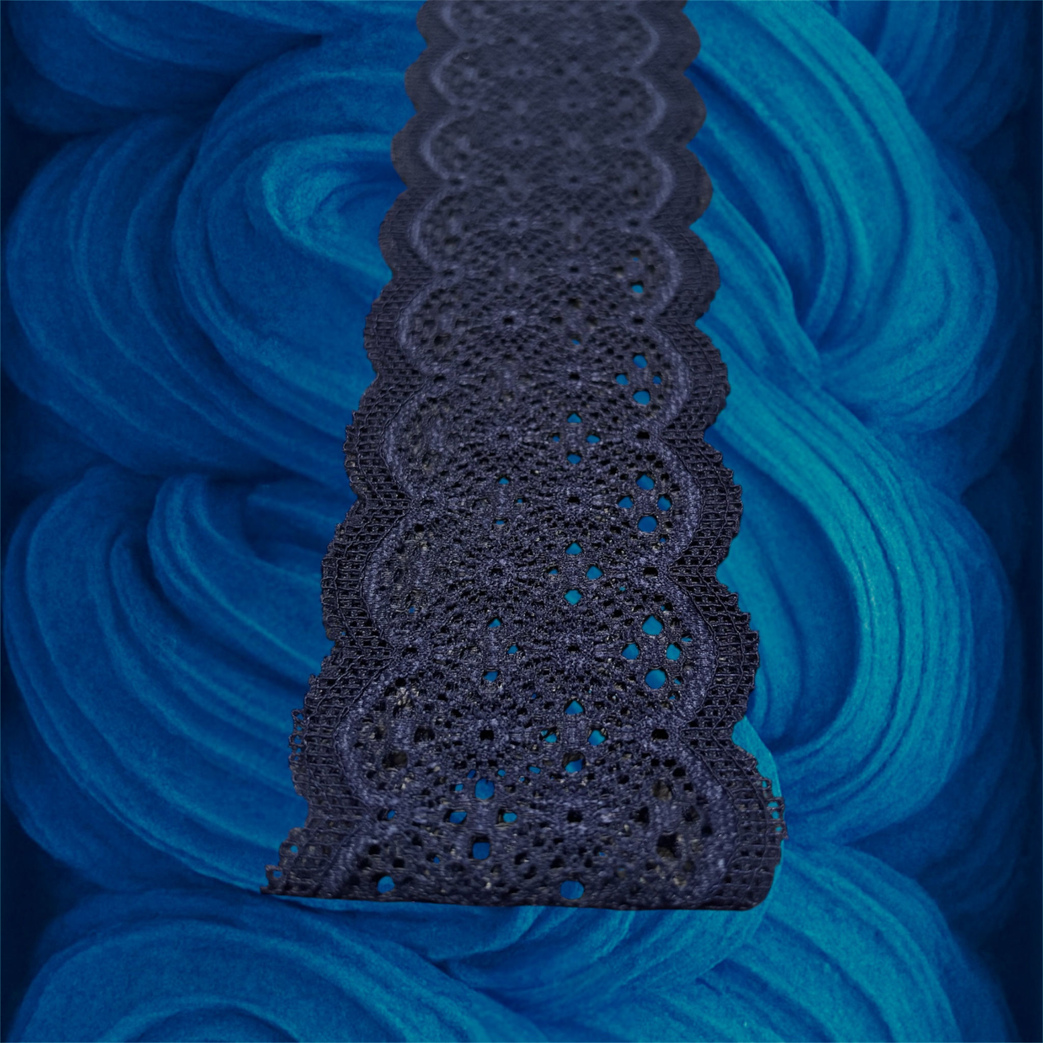 BANDEAU Dentelle Bleu Foncé - Fait Main & Fabriqué en France🪡