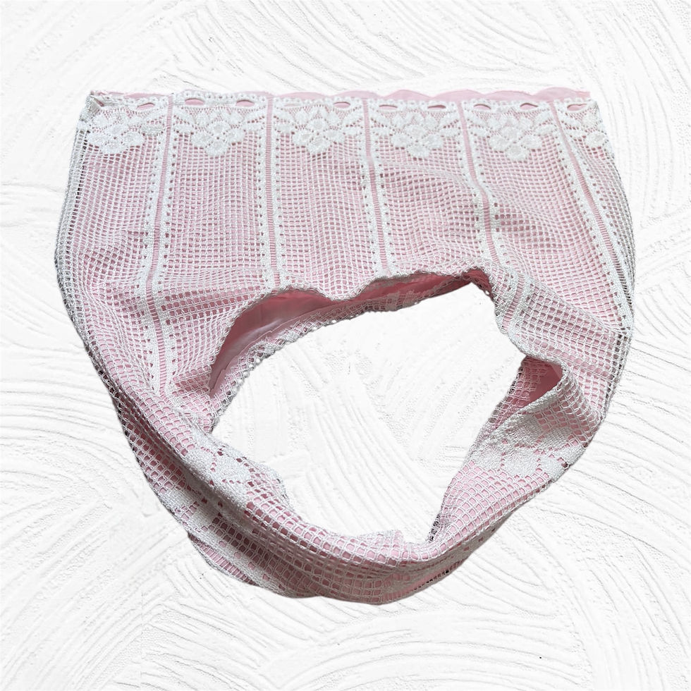 Miniature : Sac Pièce Unique Dentelle L Blanc, Rose - Cousu main & Fabriqué en France🪡