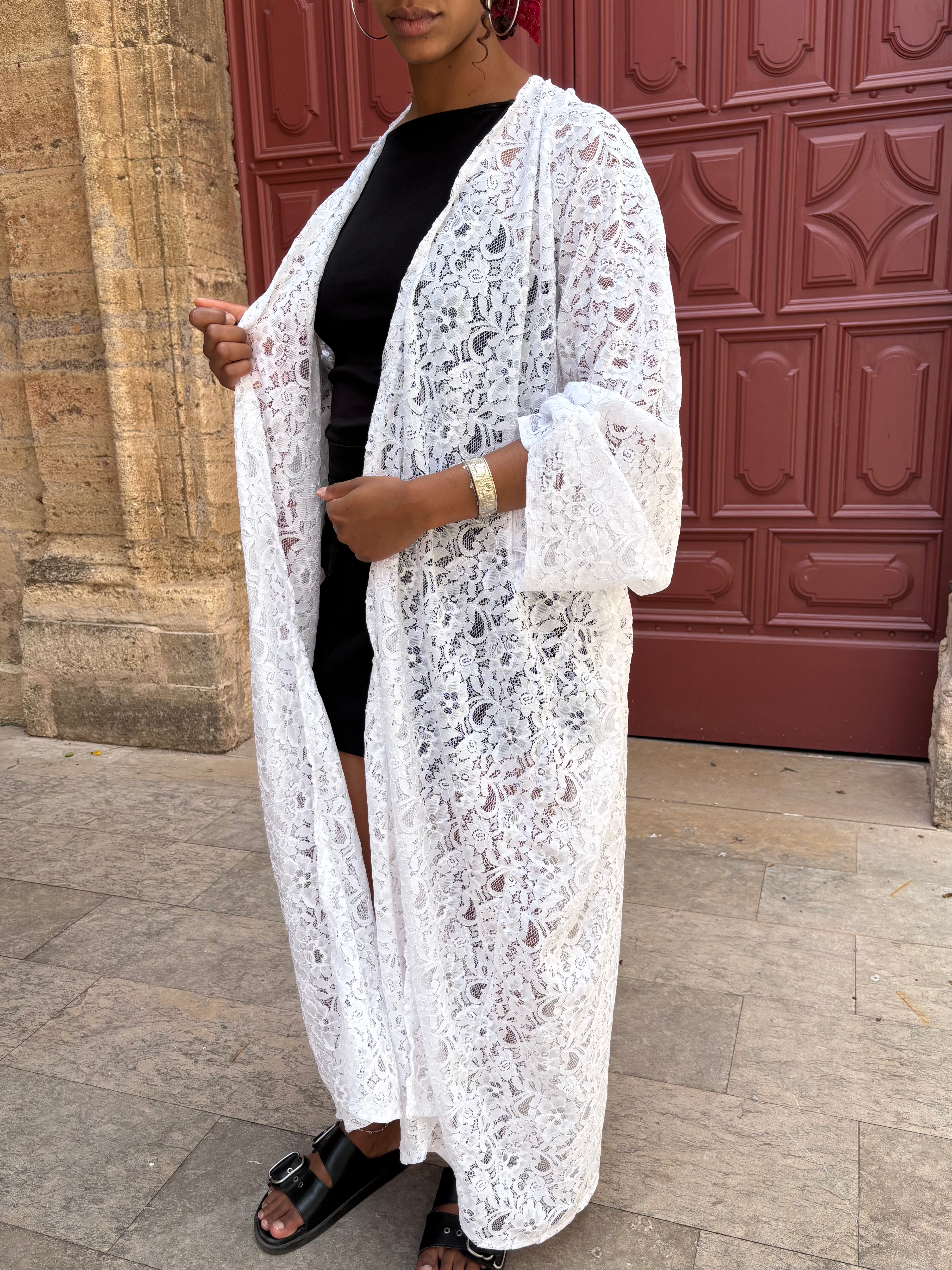 Kimono Dentelle Blanc - Cousu main & Fabriqué en France🪡