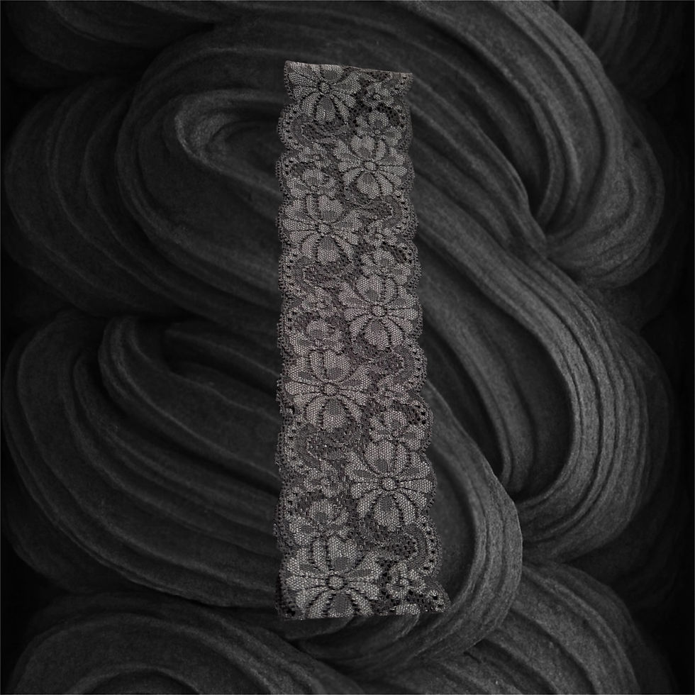 Miniature : BANDEAU Dentelle Gris Foncé - Cousu Main & Fabriqué en France🪡