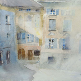 Acquerello, Piazza di Poschiavo, Tarcisio Trenta